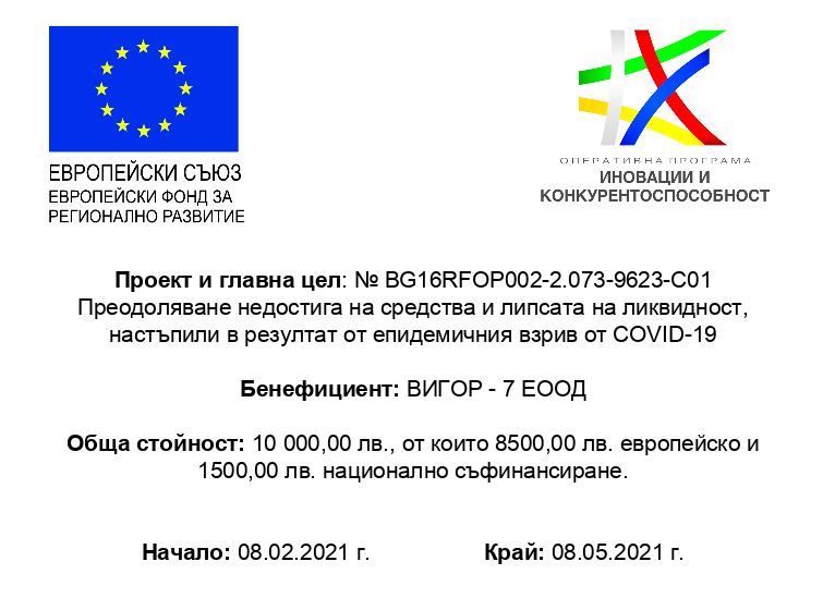 Европейски съюз, Европейски фонд за регионално развитие, ОП „Иновации и конкурентоспособност“ — информация за проект BG16RFOP002-2.073-9623-C01